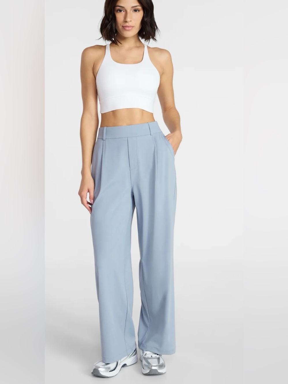 NWT Avia Relaxed fit High-Rise pleated Pants in Light Blue